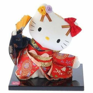 Hello Kitty Japanese Red Kimono Plush Doll Pottery 16 cm Momiji Japan F/S 7