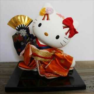 Hello Kitty Japanese Red Kimono Plush Doll Pottery 16 cm Momiji Japan F/S 8