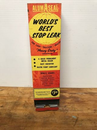 Vintage Alumaseal Stop Leak Metal Store Display Rack Gas Oil Garage Car Auto
