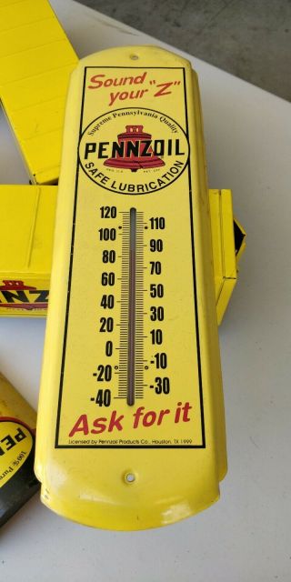 Pennzoil Wall Thermometer Vintage 1999 17 " X 5 " Oil Gas Sign