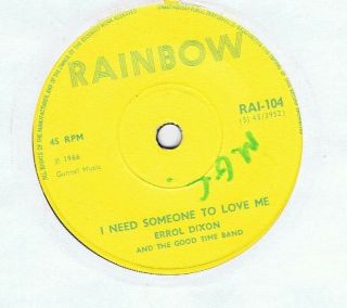 Rare Northern - Errol Dixon - I Need Somebody To Love Me/i Want - Uk Rainbow