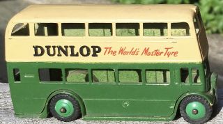 Vintage 1950s/60s Dinky Toys Dunlop Diecast Double Decker Bus Green/cream -