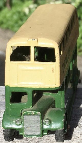 VINTAGE 1950s/60s DINKY TOYS DUNLOP Diecast Double Decker Bus Green/Cream - 2