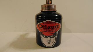 Oilzum Vintage Oil Can Gasoline Station Gas Motor Pump Big Penn Crude Brass