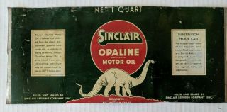 Vintage Sinclair Opaline Motor Oil 1 Quart Tin Can - Cut Flat - Gas Oil Ad