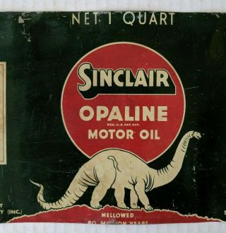 Vintage SINCLAIR Opaline Motor Oil 1 Quart Tin Can - Cut Flat - Gas Oil Ad 2
