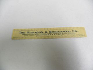 Vtg Antique The Flanagan & Biedenweg Stained Glass Window Advertising Ruler (a5)