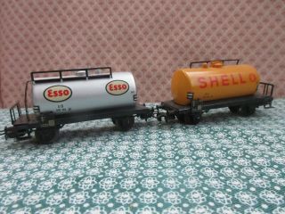2 Vintage Marklin Ho Tanker Model Train Cars Esso & Shell 4501 & 4502