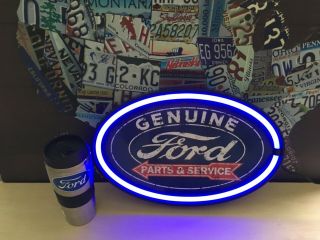 Large Ford Set Of 2 Parts & Service Cars Truck Sales Dealer Neon Signn