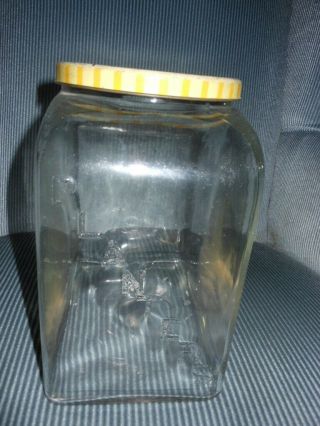 Vintage Embossed 1940 Glass Planters Peanuts Advertising Display Jar w/ Lid 6