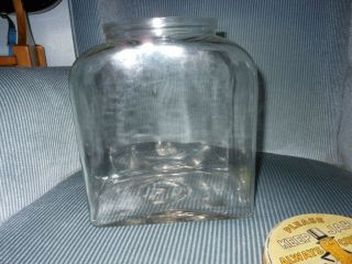 Vintage Embossed 1940 Glass Planters Peanuts Advertising Display Jar w/ Lid 8
