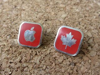 Two Apple Pin Set Promo 2010 Vancouver Olympics Red Mac Computer Lapel