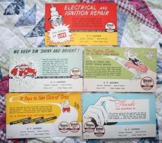 5 Vintage Veedol Motor Oil Safety Check Cards H.  T.  Jackson Chrysler Plymouth Nos