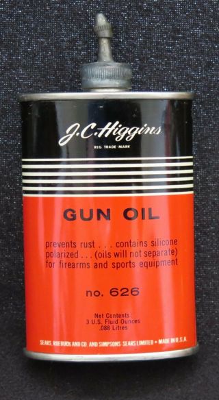 J.  C.  Higgins Vintage Gun Oil 3 Oz Can Lead Top 626,  Exc - Minty