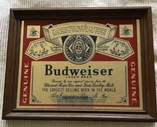 Vintage Budweiser Beer Bar Mirror Signs