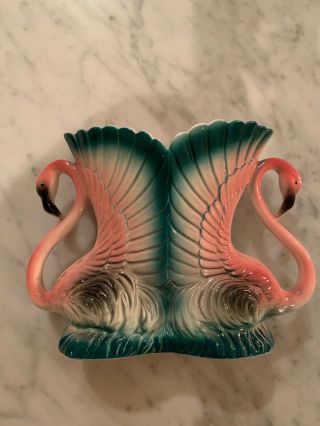 Vintage Japan Mid Century Flamingos Planter Vase Mid Century