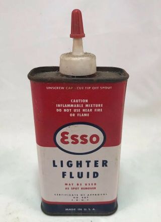 Very Rare Vintage 1950 - 60s Esso Lighter Fluid Oil Tin Can Handy Oiler