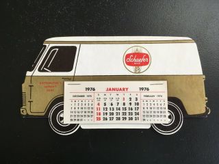 Vintage Schaefer Beer Calendar Van 1976 Volkswagen Van Gold Red