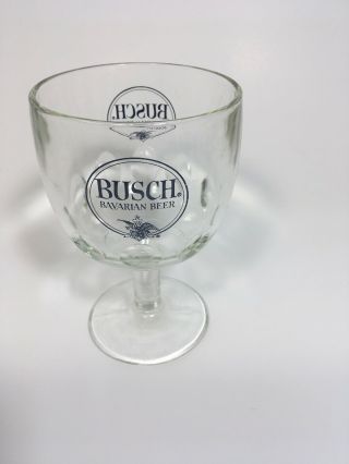 Vintage Busch Bavarian Beer Thick Glass Thumbprint Mug Goblet Pedestal Cup