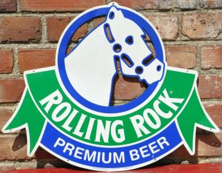 Vintage Horse Head Rolling Rock Premium Beer Latrobe Brewing Company Metal Sign