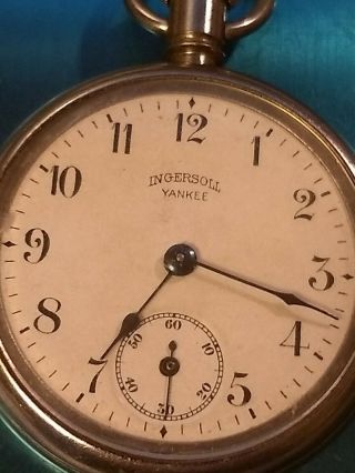 Antique Vintage Ingersoll Yankee Pocket Watch 1915 To 1920 Runs In Good Shape