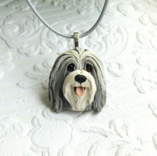 Bearded Collie Necklace Sculpted Clay By Raquel From Thewrc Ooak Dog Jewelry
