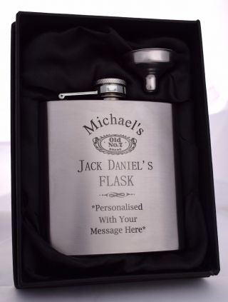 Personalised Jack Daniels Hip Flask Gift For Christmas/dad/daddy/son/grandad