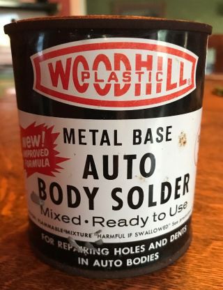 Vintage Woodhill Plastic Auto Body Solder Can Cleveland Ohio