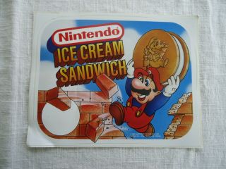 1989,  Good Humor Truck " Nintendo Ice Cream Sandwich Sticker " Gold Bond Ice Cream