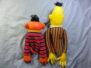 Vintage MUPPETS INC.  BERT & ERNIE Rubber Hand Puppets SESAME STREET set 3