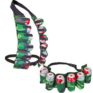 12 Pack Beer Can Vest & 6 Pack Belt In Camo Funny Gag Gift Beer Lovers Tailgate