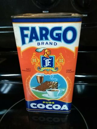Rare Vtg Fargo Cocoa Tin/cardboard Box
