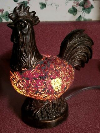 Stained Glass Rooster Accent Lamp