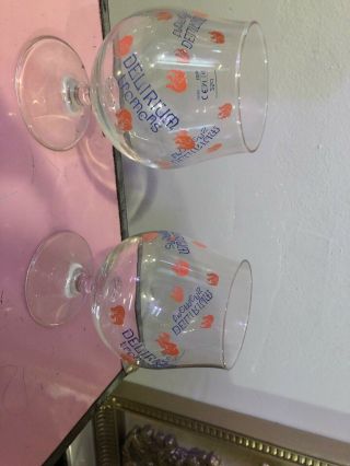 1 Pair Glass Delirium Tremens Dancing Pink Elephants Barware Glasses 25cl