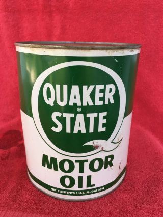 Rare Quaker State Motor Oil Can Gallon Tin Advertising Sign Service Station Wow
