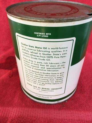 Rare Quaker State Motor Oil Can Gallon Tin Advertising Sign Service Station WOW 3