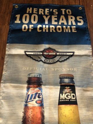 Miller Beer - Harley Davidson - 100 Years Of Chrome Banner 2003 18 " X52 "