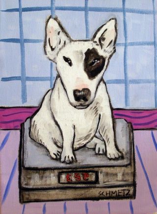 Bull Terrier Dog Art Print Abstract Folk Pop Art Jschmetz 11x14 Bathroom Scale