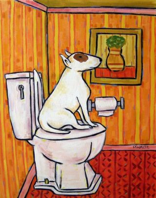 Bull Terrier Doing 2 11x14 Dog Art Print Poster Gift