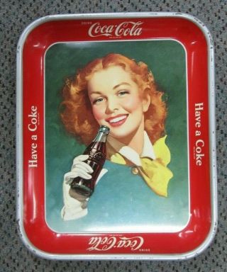 Coca Cola Serving Tray Redhead With White Glove Have A Coke Vintage 1948 - 1952