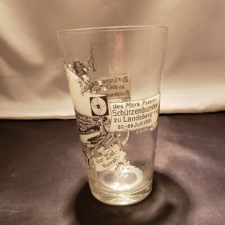 Antique 1901 German Federal Target Shooting Club Ale Beer Pint Glass 1/4 Liter 3