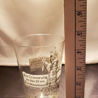 Antique 1901 German Federal Target Shooting Club Ale Beer Pint Glass 1/4 Liter 4