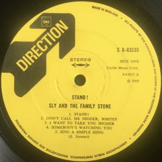 SLY & THE FAMILY STONE Stand VINYL LP Orig 1969 1st Pressing UK Direction EX 3