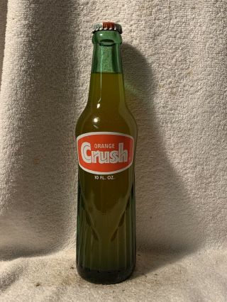 Rare Full 10oz Orange Crush Acl Green Glass Soda Bottle Hard To Find