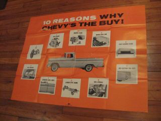 1962? Chevy Pickup Truck Huge Showroom Poster Old Unhung N.  O.  S