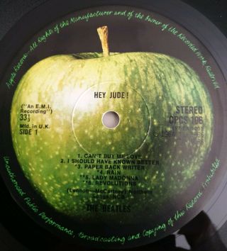 The Beatles " Hey Jude " Rare Orig 1st Press Uk Apple Export Lp W/ 