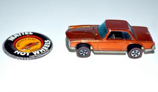 Vintage 1960s Mattel Hot Wheels Redline Orange Mercedes Benz Car & Button