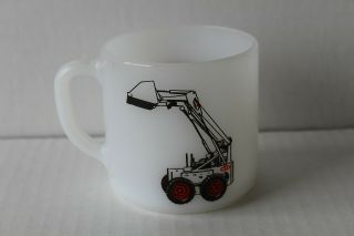 Vintage Melroe Bobcat Skidsteer Milk Glass Advertising Coffee Cup Mug White Old