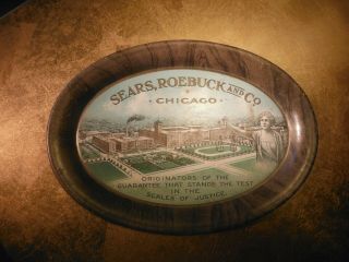 Vintage Advertising Tin Tip Tray Sears Roebuck And Co Chicago Il