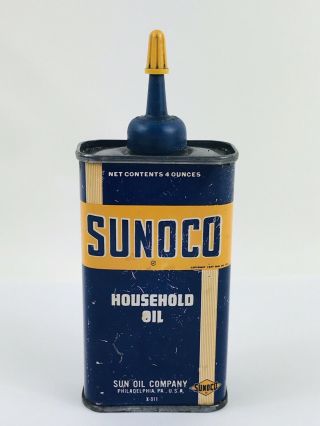 Sunoco Household Oil,  Handy Oiler 4 Oz Can,  3.  75 ",  Gas & Oil,  Vtg,  Adv. ,  157